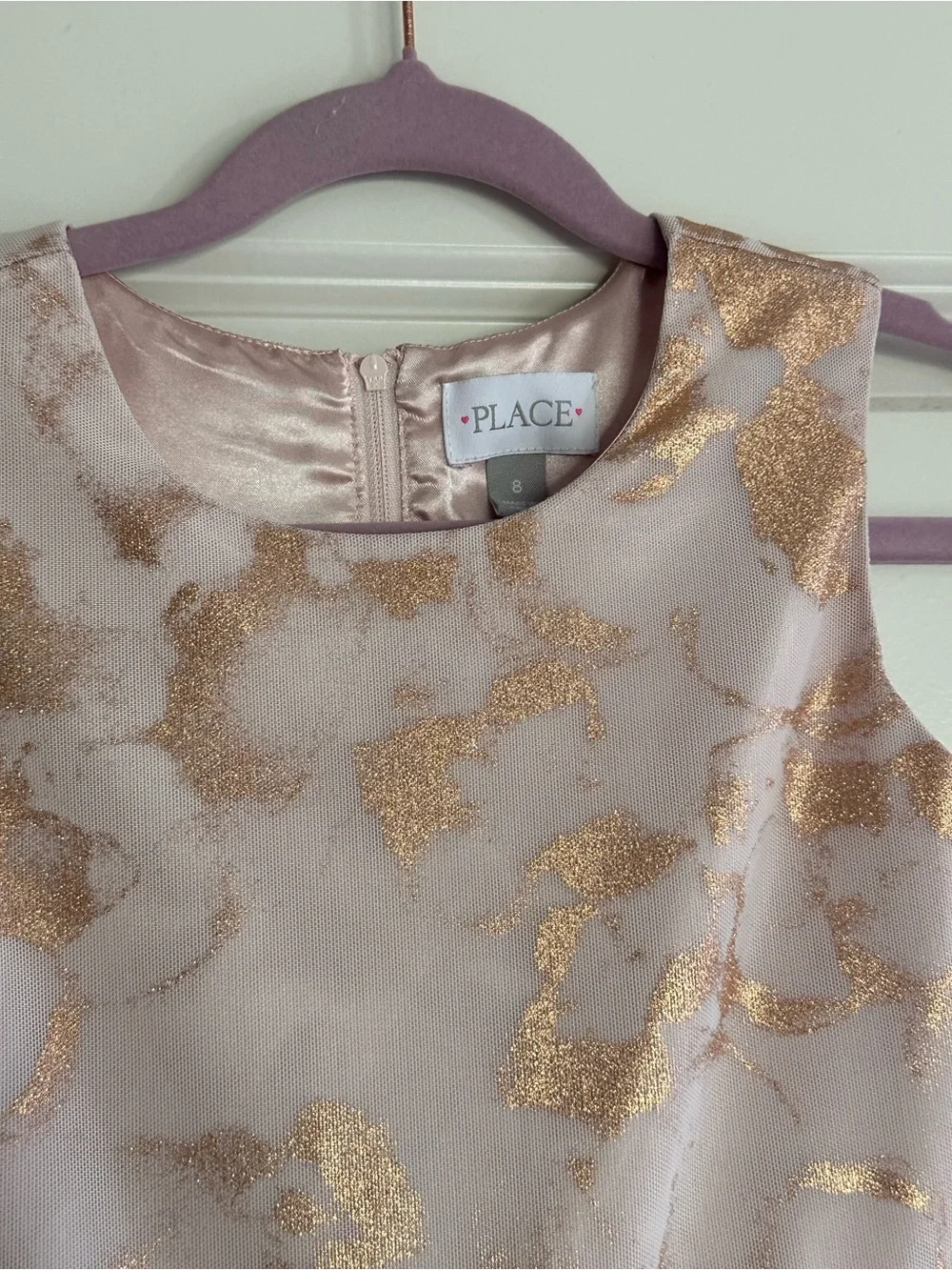 The Children's Place Blush Pink Dress with Metallic Gold Pattern